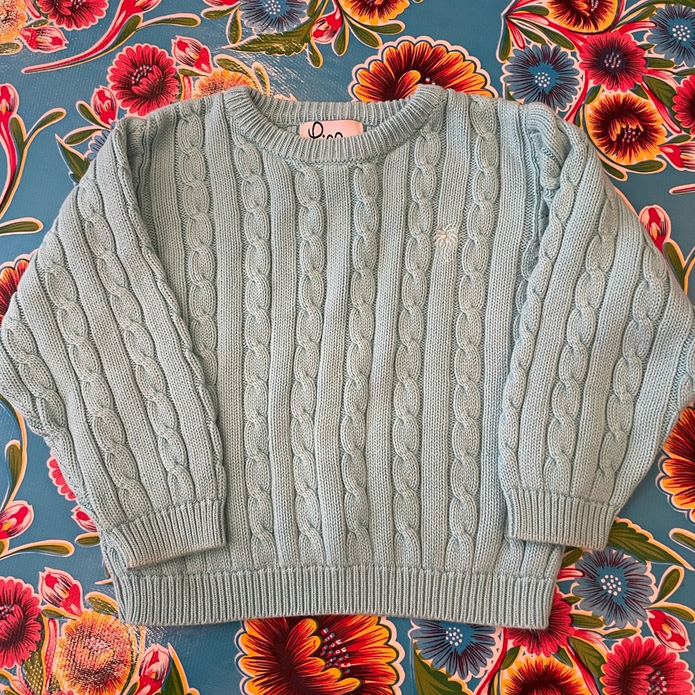 Teal Lilly Cable Knit Sweater 3T